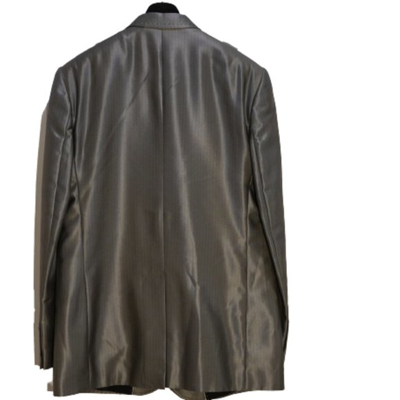 Ae Carismaen Men's Stripe Notch Lapel Single Breasted Suit Size XL Metallic Gray - Picture 3 of 6